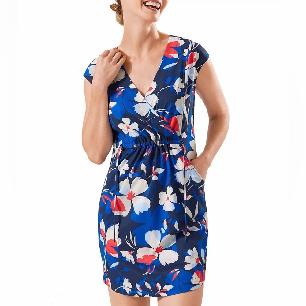 Tommy Bahama Alicia Flower Island Zone Dress Sundress Blue Floral Medium